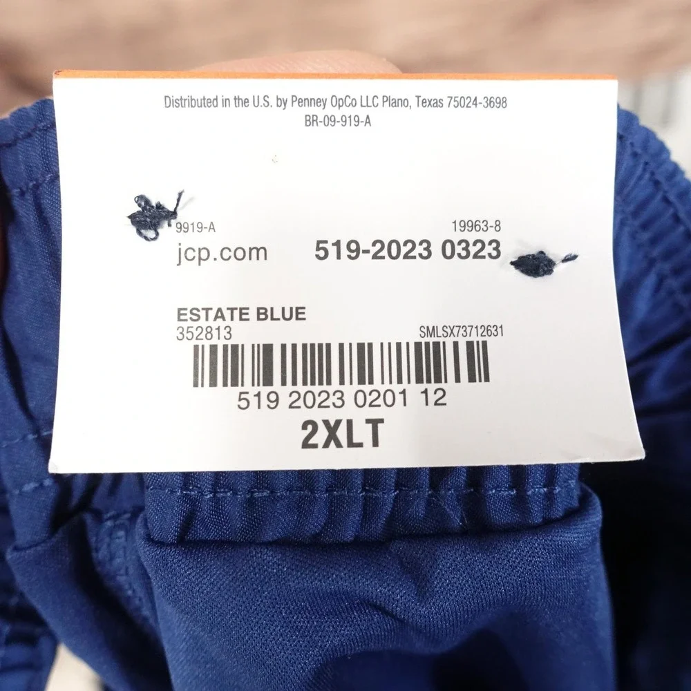 New! St. John's Bay Swim Shorts Mens 2XLT Blue Drawstring 11 Inseam Pockets